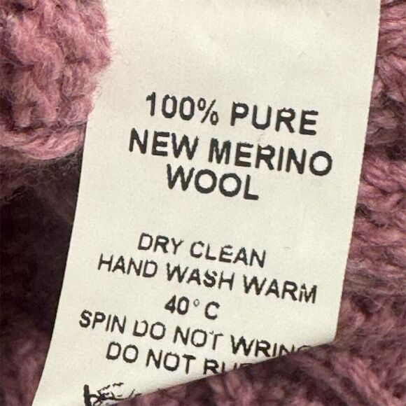 NWT Shades of Aran Ireland Merino Wool Cable Knit Hoodie Cardigan Sweater S Pink - Picture 9 of 10